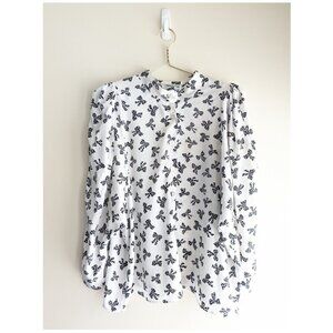 Vintage Bow Tie Print Blouse